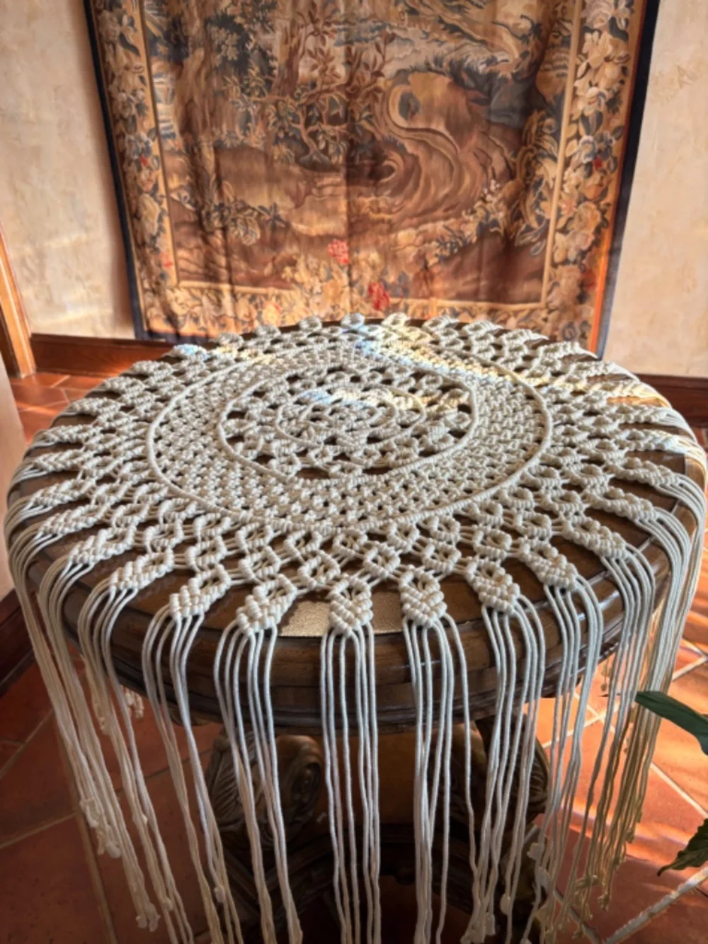 Macrame hand made table throw